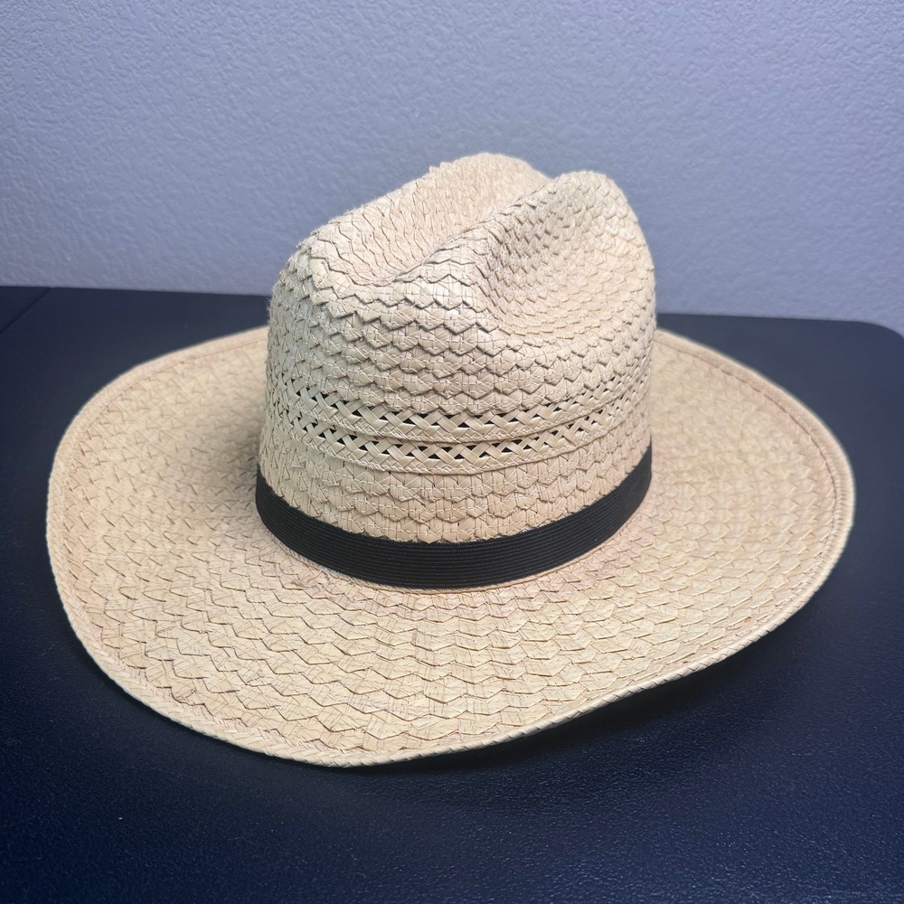 SunBody Hats 4" Cattleman Palm Leaf Western Cowboy Hat Natural Tan Size 7 5/8 61